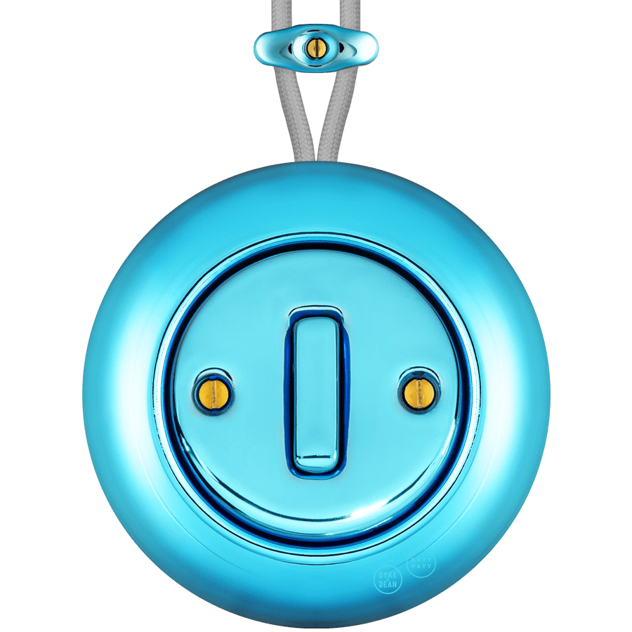 PORCELAIN KATY PATY COLONA ROUND SURFACE MOUNTED SLIM BUTTON SWITCH SKY BLUE - DYKE & DEAN