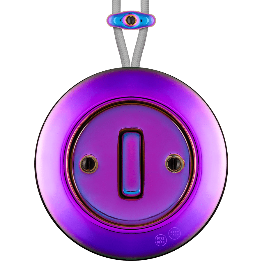 PORCELAIN KATY PATY COLONA ROUND SURFACE MOUNTED SLIM BUTTON SWITCH VIOLEDO - DYKE & DEAN