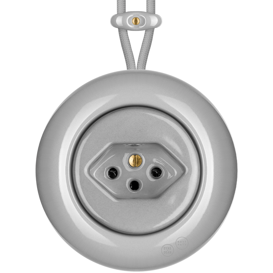 PORCELAIN KATY PATY COLONA ROUND SURFACE MOUNTED SWISS SOCKET GREY - DYKE & DEAN