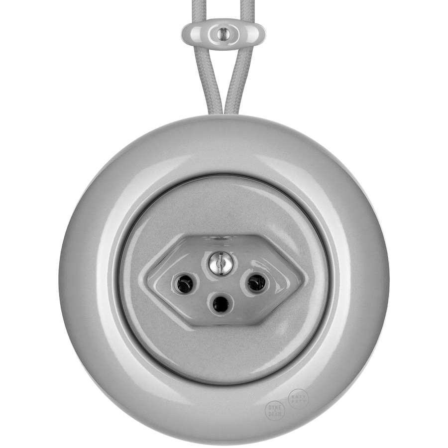 PORCELAIN KATY PATY COLONA ROUND SURFACE MOUNTED SWISS SOCKET GREY - DYKE & DEAN