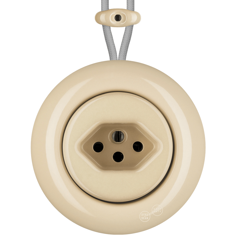 PORCELAIN KATY PATY COLONA ROUND SURFACE MOUNTED SWISS SOCKET SAND - DYKE & DEAN