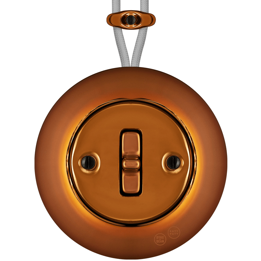 PORCELAIN KATY PATY COLONA ROUND SURFACE MOUNTED TOGGLE BUTTON SWITCH BRONZE - DYKE & DEAN