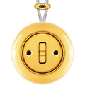 PORCELAIN KATY PATY COLONA ROUND SURFACE MOUNTED TOGGLE BUTTON SWITCH GOLD - DYKE & DEAN