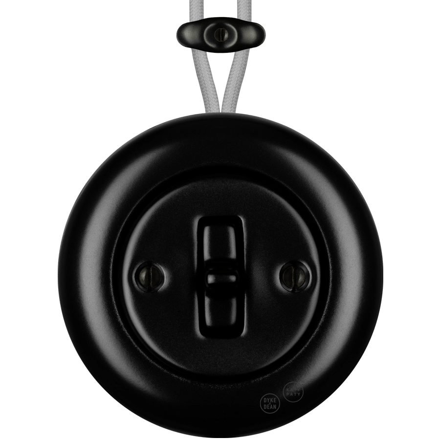 PORCELAIN KATY PATY COLONA ROUND SURFACE MOUNTED TOGGLE BUTTON SWITCH MATTE BLACK - DYKE & DEAN