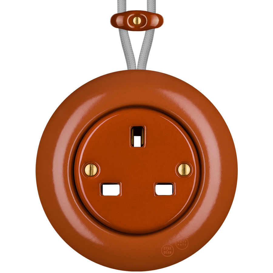 PORCELAIN KATY PATY COLONA ROUND SURFACE MOUNTED UK SOCKET BRICK RED - DYKE & DEAN