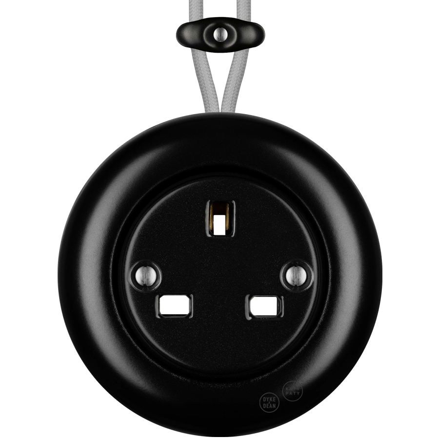 PORCELAIN KATY PATY COLONA ROUND SURFACE MOUNTED UK SOCKET MATTE BLACK - DYKE & DEAN