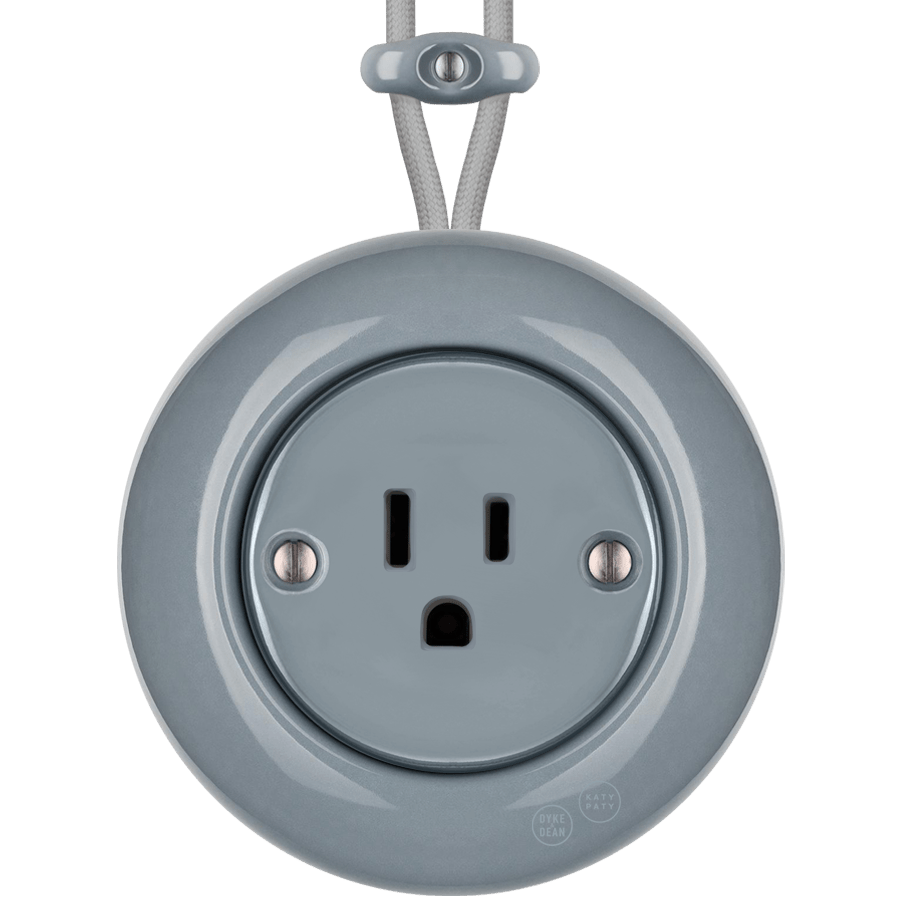 PORCELAIN KATY PATY COLONA ROUND SURFACE MOUNTED USA 15AMP SOCKET ASH GREY - DYKE & DEAN