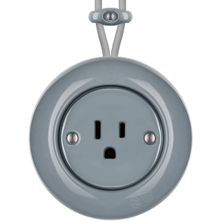 PORCELAIN KATY PATY COLONA ROUND SURFACE MOUNTED USA 15AMP SOCKET ASH GREY - DYKE & DEAN