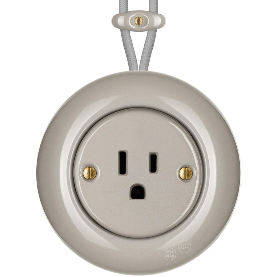 PORCELAIN KATY PATY COLONA ROUND SURFACE MOUNTED USA 15AMP SOCKET CAPPUCCINO - DYKE & DEAN