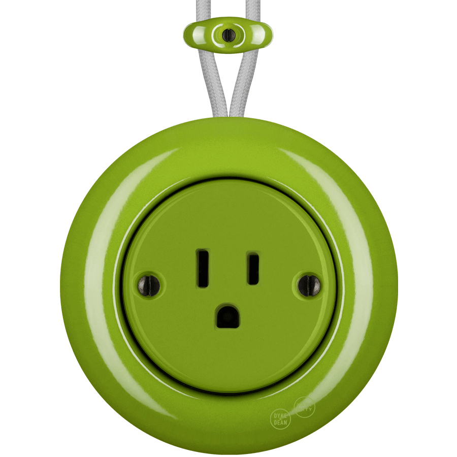 PORCELAIN KATY PATY COLONA ROUND SURFACE MOUNTED USA 15AMP SOCKET GREEN - DYKE & DEAN