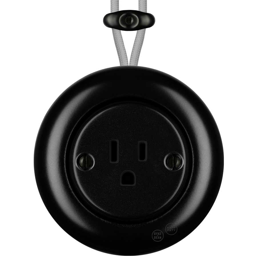 PORCELAIN KATY PATY COLONA ROUND SURFACE MOUNTED USA 15AMP SOCKET MATTE BLACK - DYKE & DEAN