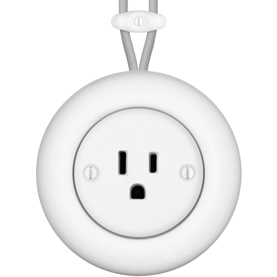PORCELAIN KATY PATY COLONA ROUND SURFACE MOUNTED USA 15AMP SOCKET MATTE WHITE - DYKE & DEAN
