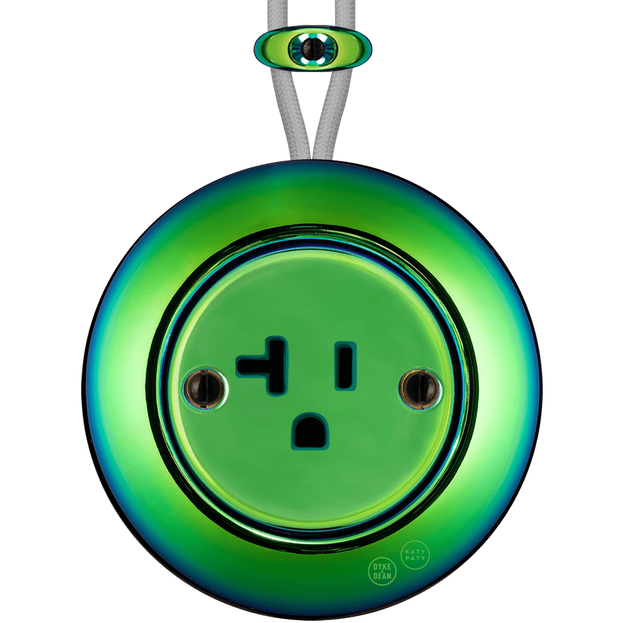 PORCELAIN KATY PATY COLONA ROUND SURFACE MOUNTED USA 20AMP SOCKET CHLOREDO - DYKE & DEAN