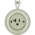 PORCELAIN KATY PATY COLONA ROUND SURFACE MOUNTED USA 20AMP SOCKET GREY GREEN - DYKE & DEAN