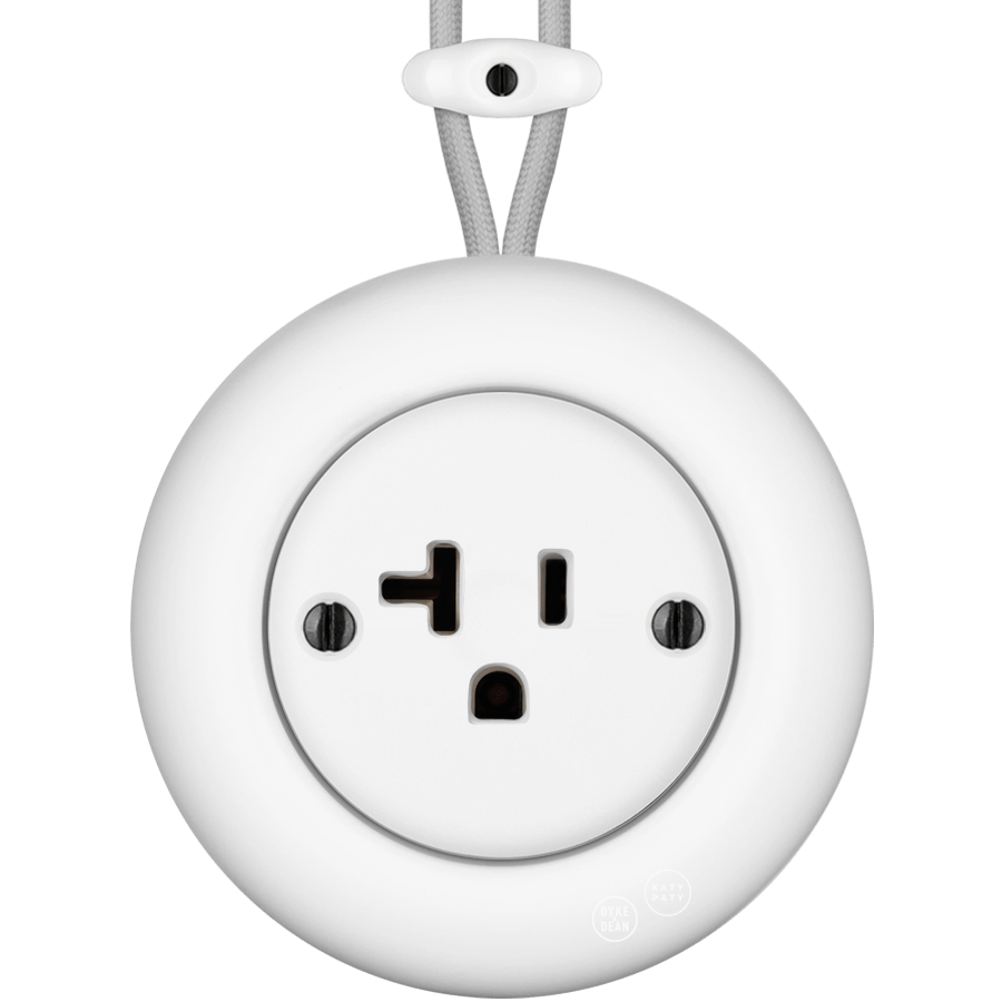 PORCELAIN KATY PATY COLONA ROUND SURFACE MOUNTED USA 20AMP SOCKET MATTE WHITE - DYKE & DEAN