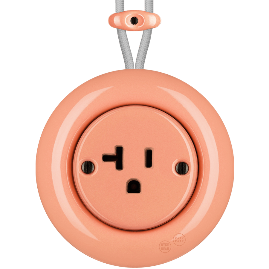 PORCELAIN KATY PATY COLONA ROUND SURFACE MOUNTED USA 20AMP SOCKET SALMON PINK - DYKE & DEAN