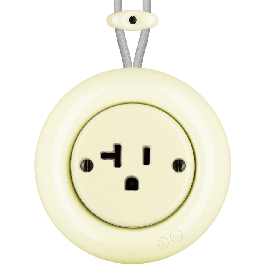 PORCELAIN KATY PATY COLONA ROUND SURFACE MOUNTED USA 20AMP SOCKET VANILLA - DYKE & DEAN