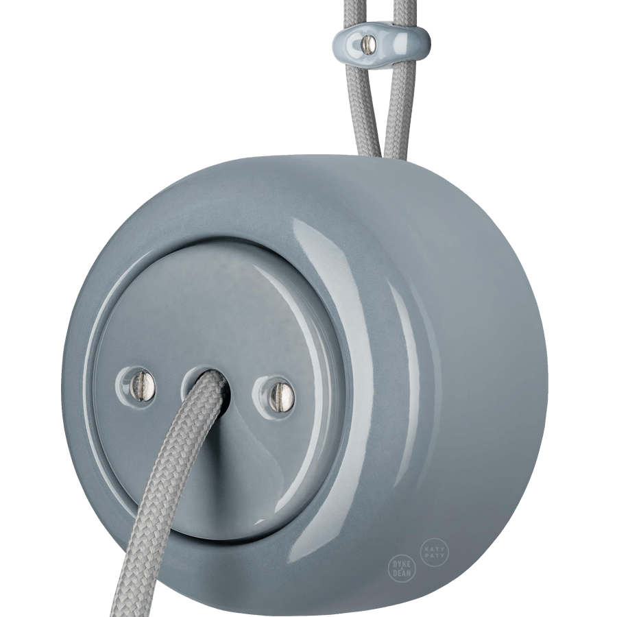 PORCELAIN ROUND SURFACE MOUNTED CABLE GLAND SOCKET ASH GREY - DYKE & DEAN