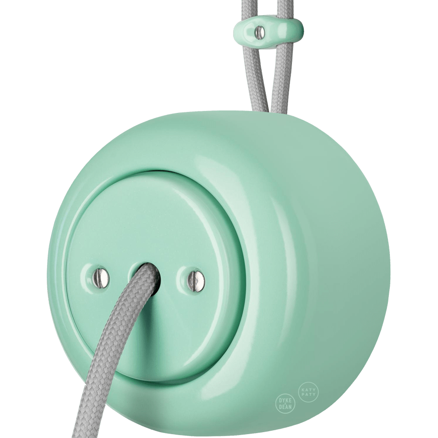PORCELAIN ROUND SURFACE MOUNTED CABLE GLAND SOCKET MINT GREEN - DYKE & DEAN