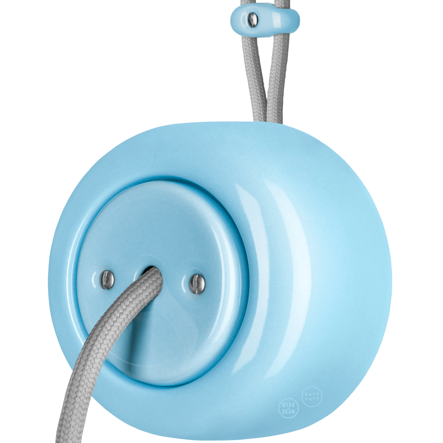 PORCELAIN ROUND SURFACE MOUNTED CABLE GLAND SOCKET PASTEL BLUE - DYKE & DEAN
