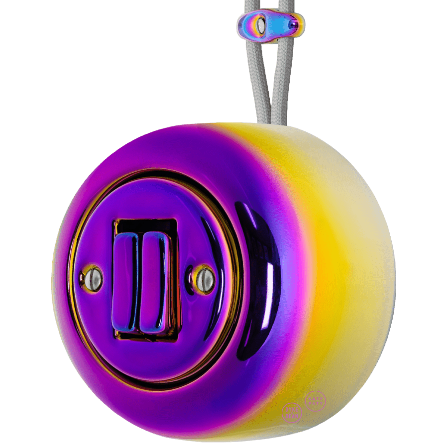 PORCELAIN ROUND SURFACE MOUNTED DOUBLE SLIM BUTTON SWITCH VIOLEDO - DYKE & DEAN