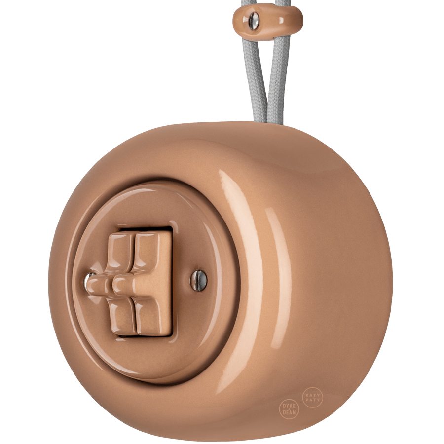 PORCELAIN ROUND SURFACE MOUNTED DOUBLE TOGGLE BUTTON SWITCH DERMA - DYKE & DEAN
