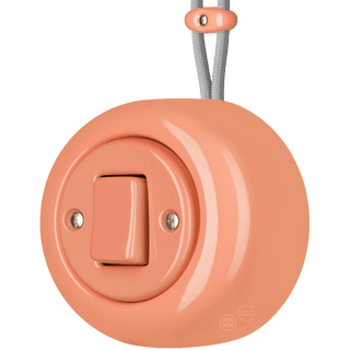 PORCELAIN ROUND SURFACE MOUNTED FAT BUTTON SWITCH SALMON PINK - DYKE & DEAN