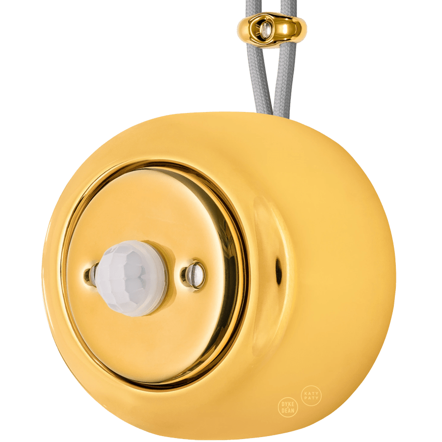 PORCELAIN ROUND SURFACE MOUNTED MOTION SENSOR GOLD - DYKE & DEAN