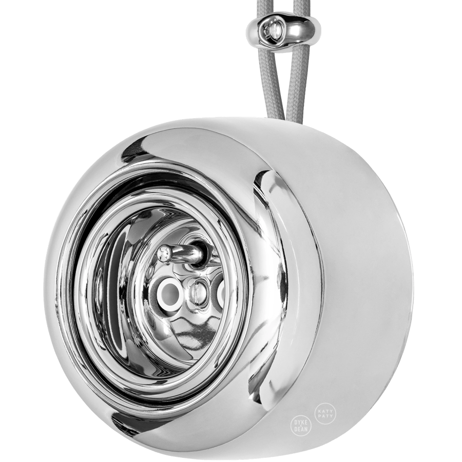 PORCELAIN ROUND SURFACE MOUNTED SCHUKO SOCKET CHROME - DYKE & DEAN