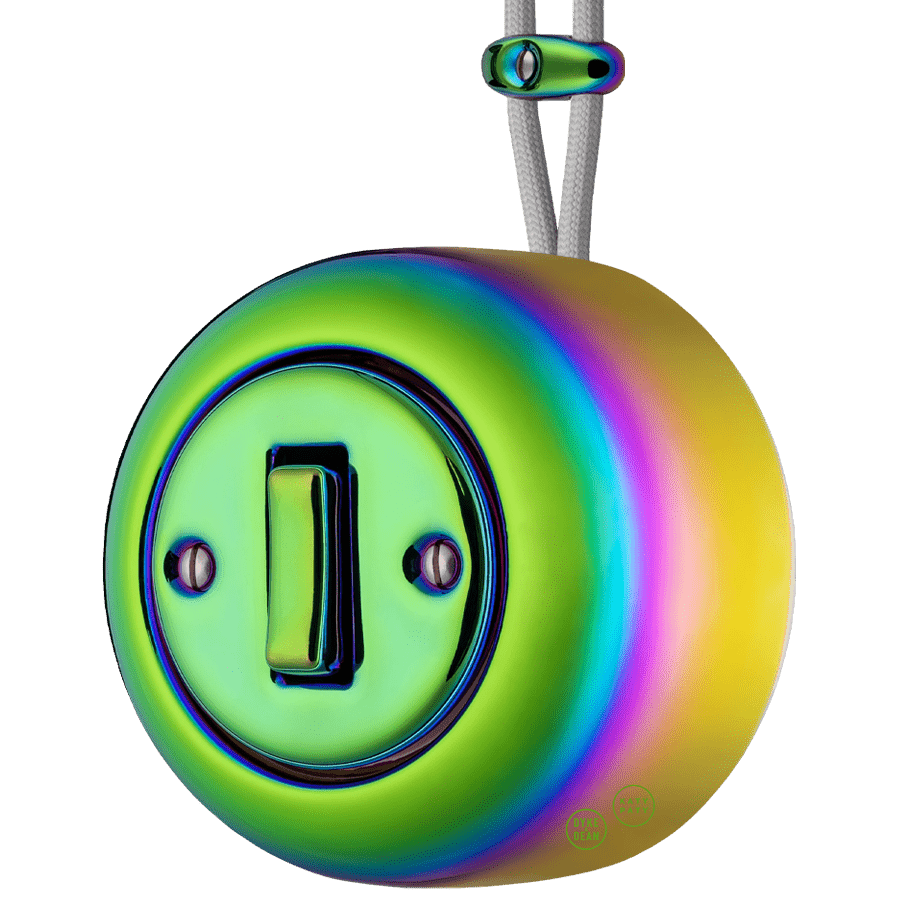 PORCELAIN ROUND SURFACE MOUNTED SLIM BUTTON SWITCH CHLOREDO - DYKE & DEAN