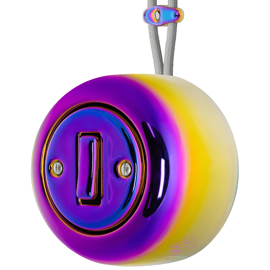 PORCELAIN ROUND SURFACE MOUNTED SLIM BUTTON SWITCH VIOLEDO - DYKE & DEAN