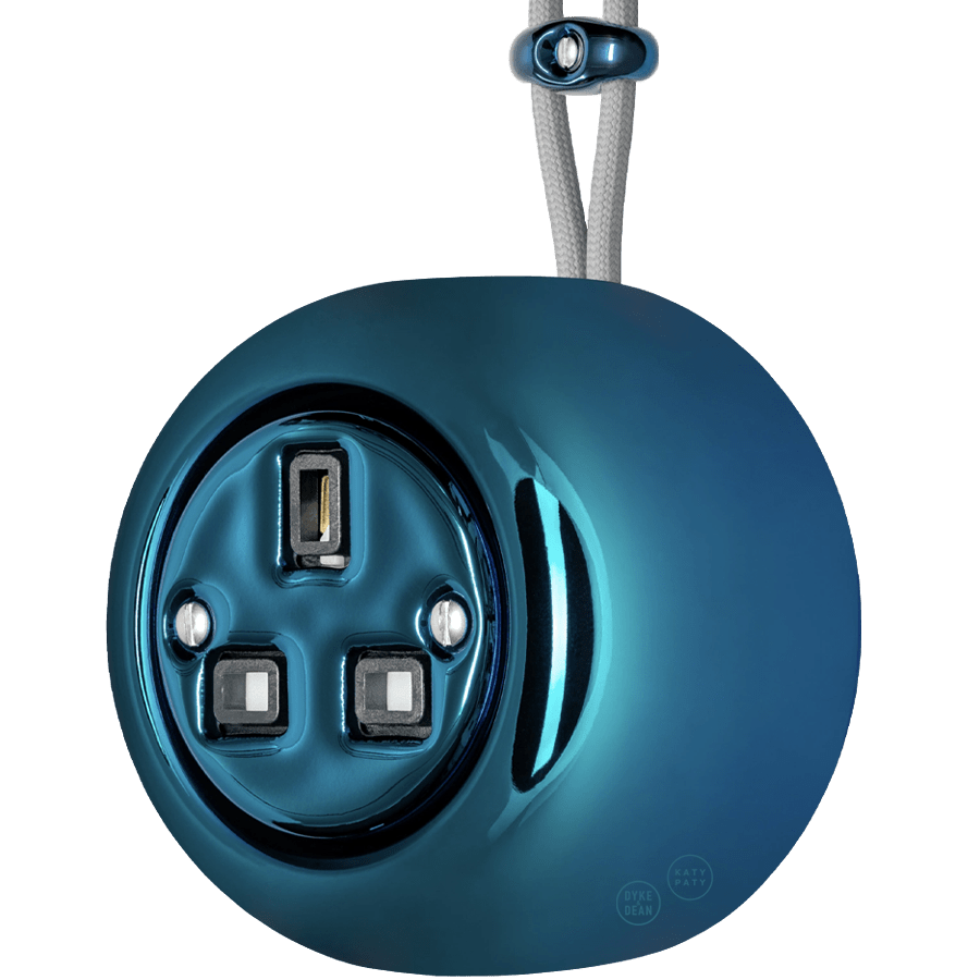 PORCELAIN ROUND SURFACE MOUNTED UK SOCKET DARK BLUE - DYKE & DEAN