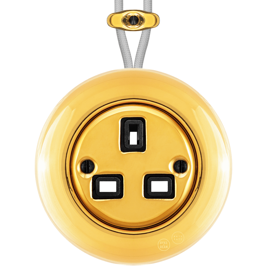 PORCELAIN ROUND SURFACE MOUNTED UK SOCKET GOLD - DYKE & DEAN