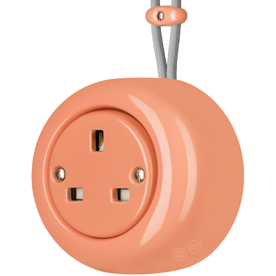 PORCELAIN ROUND SURFACE MOUNTED UK SOCKET SALMON PINK - DYKE & DEAN