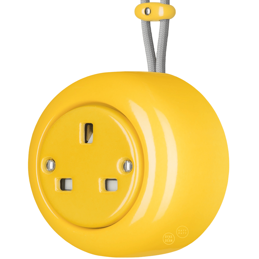PORCELAIN ROUND SURFACE MOUNTED UK SOCKET YELLOW - DYKE & DEAN