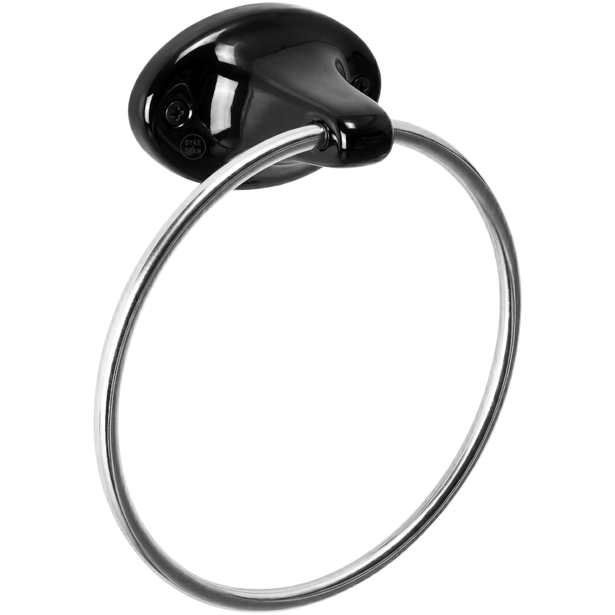 PORCELAIN TOWEL RING HANGER BLACK - DYKE & DEAN