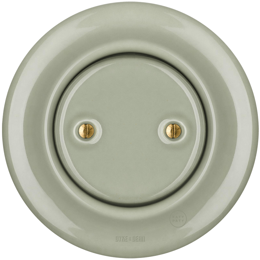 PORCELAIN WALL END PLUG SOCKET GREEN GREY - DYKE & DEAN