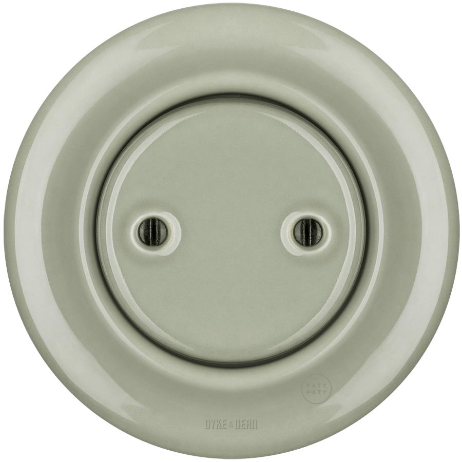 PORCELAIN WALL END PLUG SOCKET GREEN GREY - DYKE & DEAN