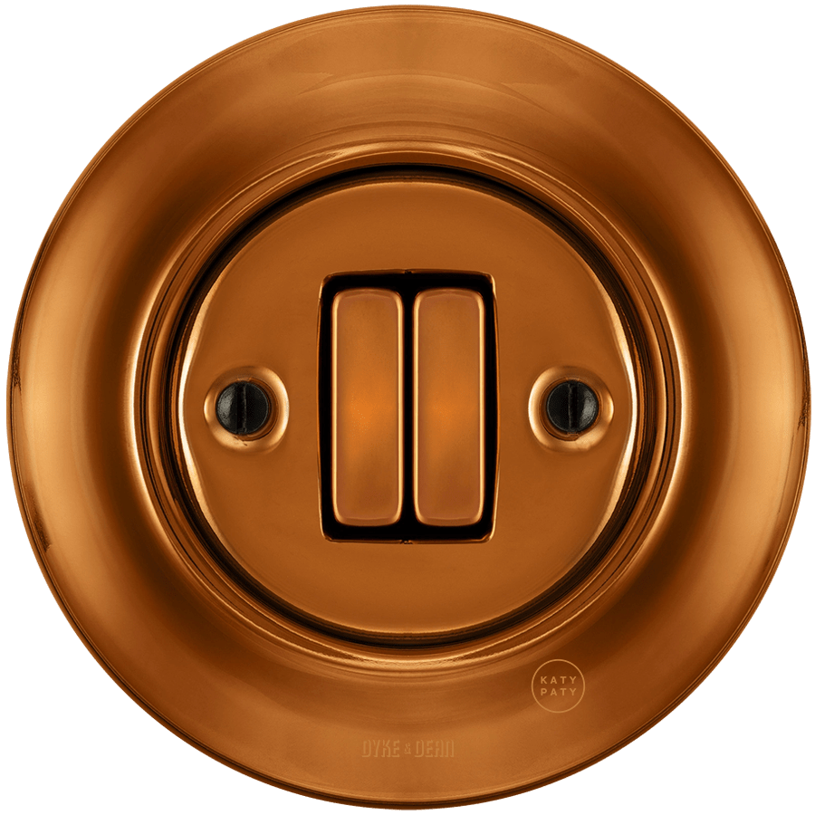 PORCELAIN WALL LIGHT SWITCH BRONZE DOUBLE - DYKE & DEAN