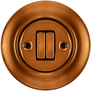 PORCELAIN WALL LIGHT SWITCH BRONZE DOUBLE - DYKE & DEAN