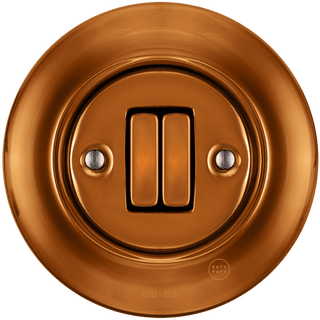 PORCELAIN WALL LIGHT SWITCH BRONZE DOUBLE - DYKE & DEAN