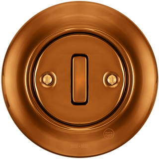 PORCELAIN WALL LIGHT SWITCH BRONZE SLIM BUTTON - DYKE & DEAN