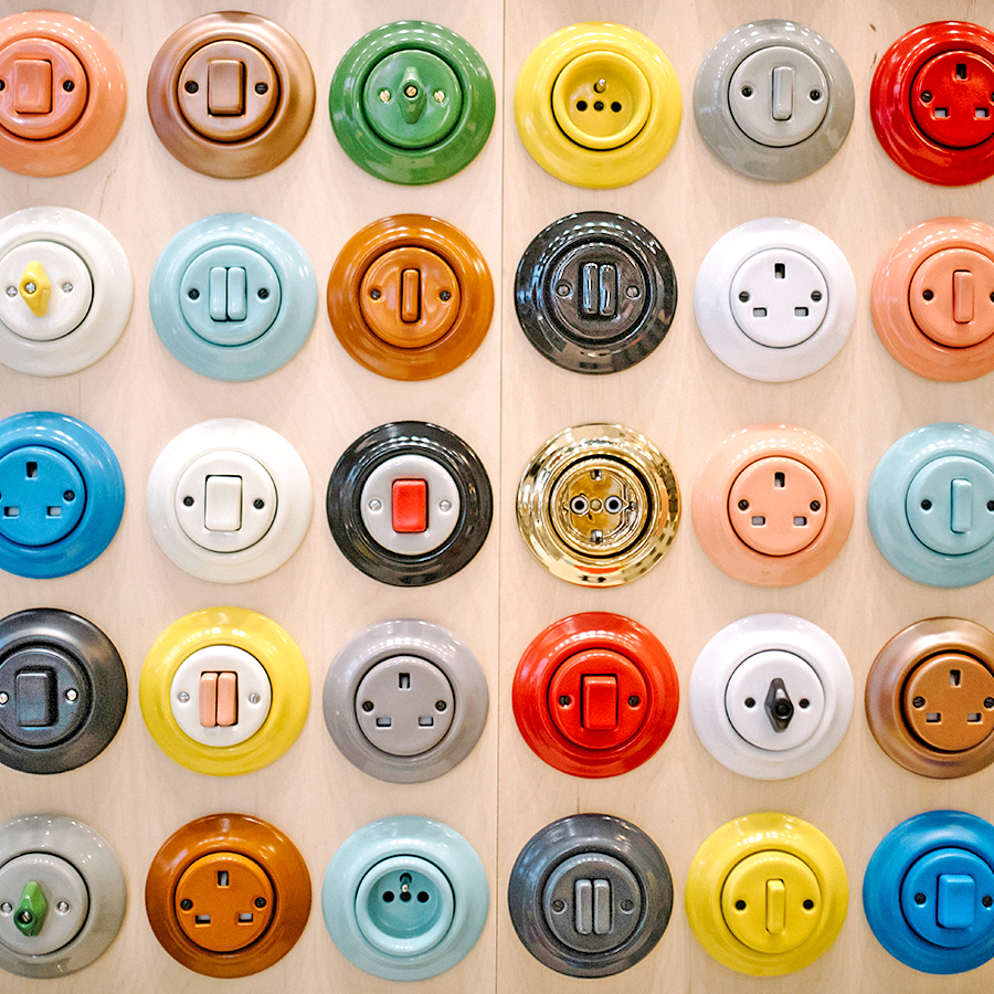 PORCELAIN WALL LIGHT SWITCH CARROT SLIM BUTTON - DYKE & DEAN