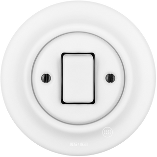 PORCELAIN WALL LIGHT SWITCH FAT BUTTON MATT WHITE - DYKE & DEAN