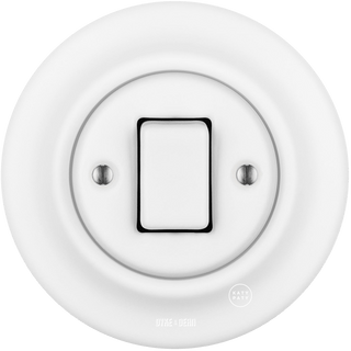 PORCELAIN WALL LIGHT SWITCH FAT BUTTON MATT WHITE - DYKE & DEAN