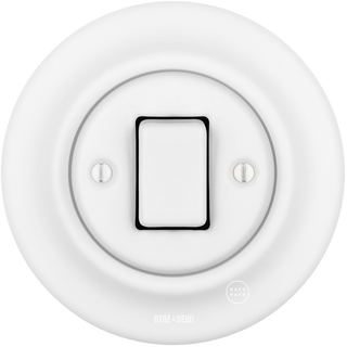 PORCELAIN WALL LIGHT SWITCH FAT BUTTON MATT WHITE - DYKE & DEAN