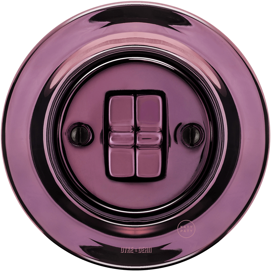 PORCELAIN WALL LIGHT SWITCH PURPLE 2 TOGGLE - DYKE & DEAN
