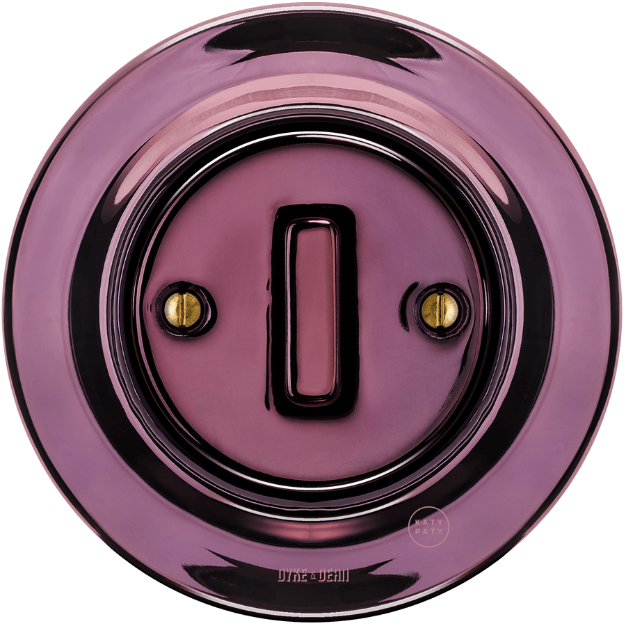 PORCELAIN WALL LIGHT SWITCH PURPLE SLIM BUTTON - DYKE & DEAN