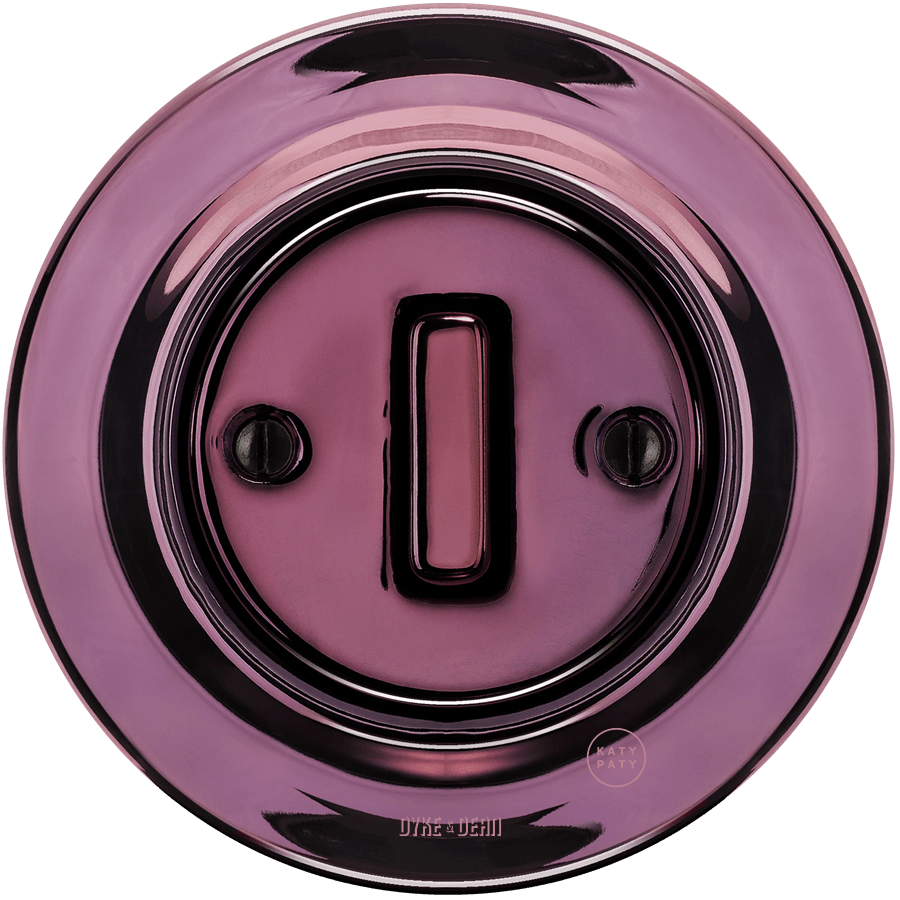 PORCELAIN WALL LIGHT SWITCH PURPLE SLIM BUTTON - DYKE & DEAN