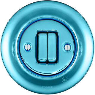 PORCELAIN WALL LIGHT SWITCH SKY BLUE DOUBLE - DYKE & DEAN